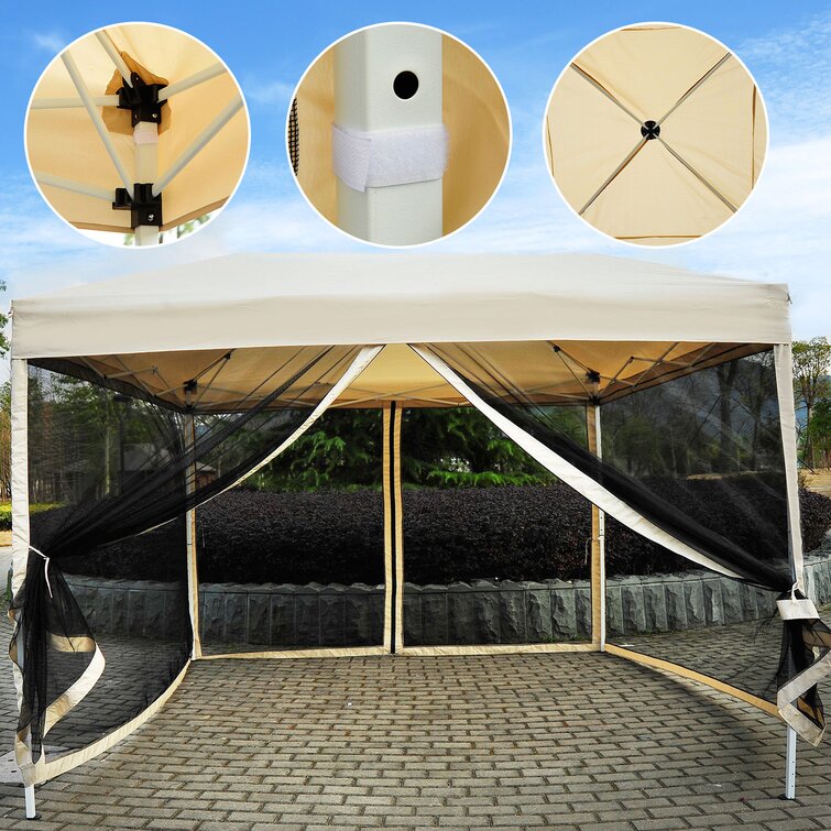 Pop up canopy tent with outlet netting